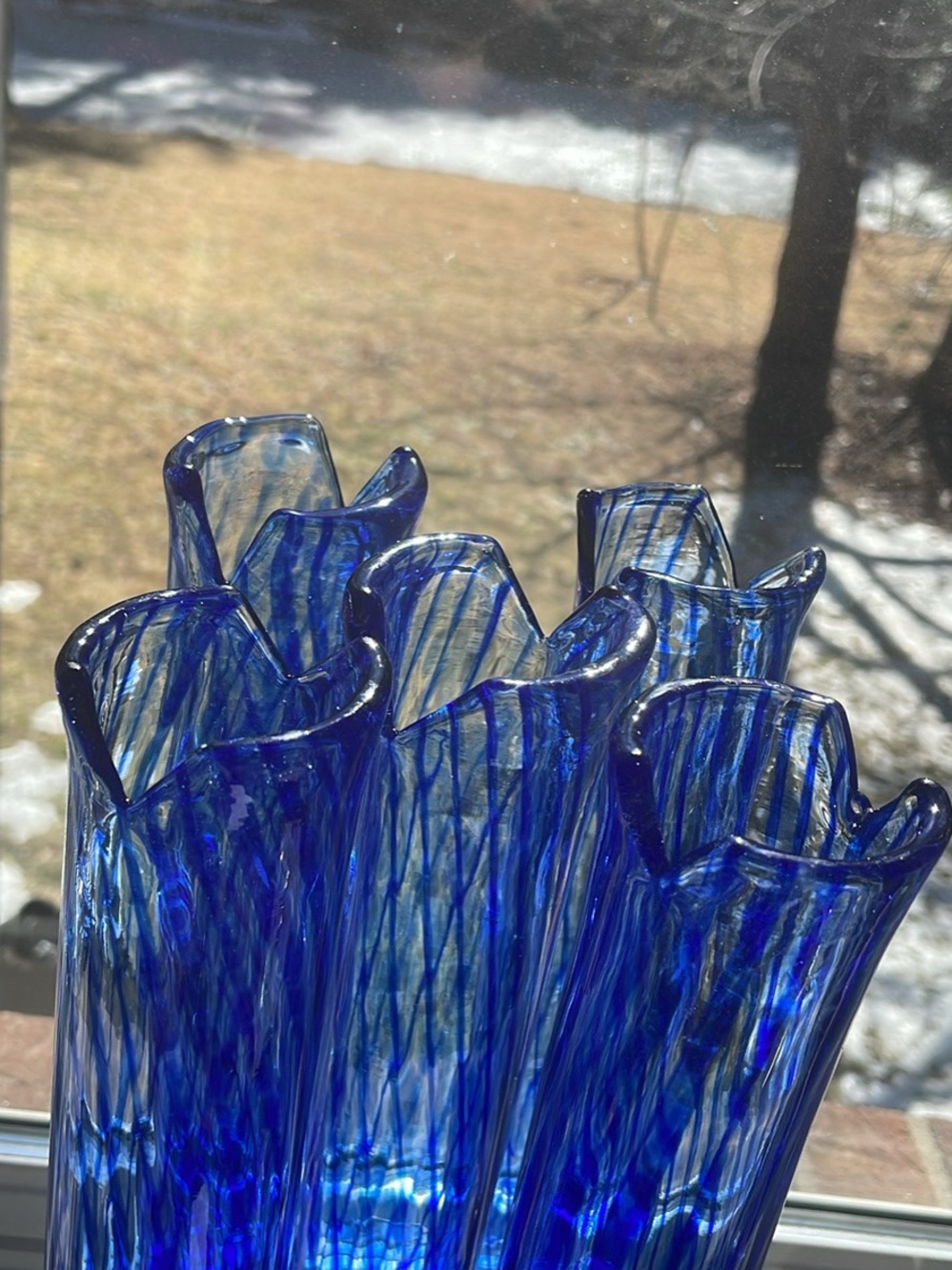 ❤️5 Handblown Fluted Art Glass – Deep Cobalt Decorative Accent - Picture 6 of 7